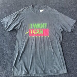 Vintage Adidas Shirt Mens Extra Large Black I Want I Can Torsion Slogan 90s Tee